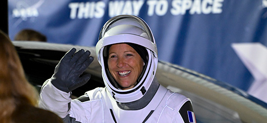 Sophie Adonet kurz vor dem Start zur ISS